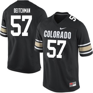 Mens University of Colorado #57 John Deitchman Home Black Football Jersey 213555-792