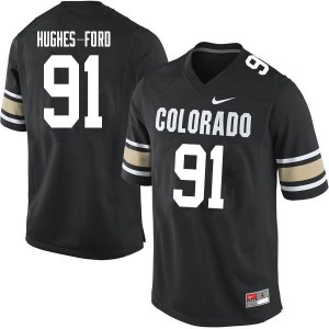 Mens Colorado Buffaloes #91 Seren Hughes-Ford Home Black NCAA Jersey 565498-981