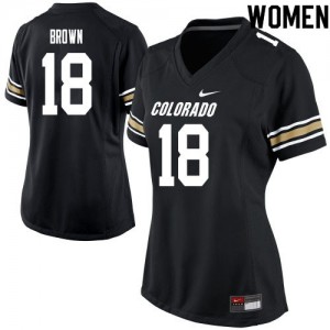 Womens Colorado Buffaloes #18 Tony Brown Black NCAA Jerseys 892316-948