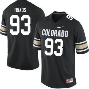 Mens Colorado Buffaloes #93 Tyler Francis Home Black Stitched Jersey 931812-642