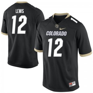 Mens Colorado Buffaloes #12 Brendon Lewis Black Stitched Jerseys 971864-951