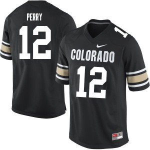Men's University of Colorado #12 Quinn Perry Home Black Embroidery Jerseys 978035-652