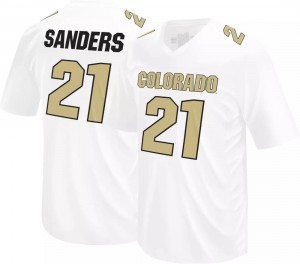 Mens Colorado Buffaloes #21 Shilo Sanders White Football Original Retro Brand Stitched Jersey 340589-358