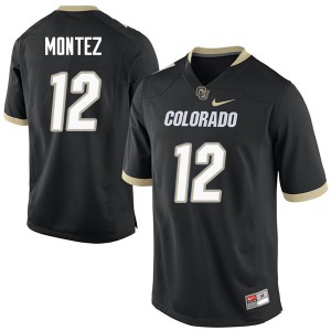 Men's Colorado Buffaloes #12 Steven Montez Black Stitch Jersey 395096-362