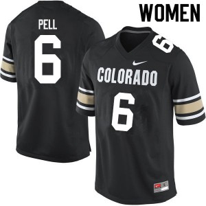 Womens Colorado Buffaloes #6 Alec Pell Home Black Stitch Jerseys 600761-787