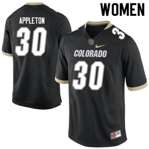 Women's UC Colorado #30 Curtis Appleton Black Football Jersey 477883-750