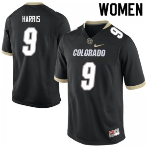 Women University of Colorado #9 Jalen Harris Black Alumni Jerseys 849860-987