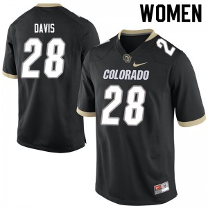Womens UC Colorado #28 Joe Davis Black NCAA Jerseys 961405-768