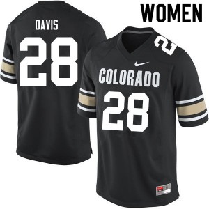 Womens Buffaloes #28 Joe Davis Home Black Official Jerseys 276226-221