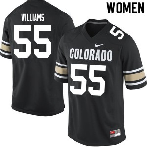 Womens Colorado Buffaloes #55 Austin Williams Home Black Player Jersey 321963-630