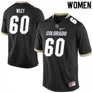 Womens Colorado Buffaloes #60 Jake Wiley Black Embroidery Jerseys 576857-862