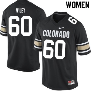 Women Colorado Buffaloes #60 Jake Wiley Home Black High School Jerseys 215153-716