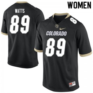 Womens UC Colorado #89 Josh Watts Black Stitched Jersey 297626-491
