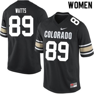 Womens Colorado Buffaloes #89 Josh Watts Home Black University Jerseys 520020-163