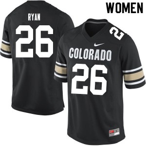 Womens Colorado Buffaloes #26 Matthew Ryan Home Black Embroidery Jerseys 718586-573