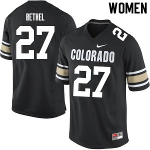 Womens University of Colorado #27 Nigel Bethel Home Black Stitched Jerseys 562213-204