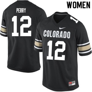 Womens Buffaloes #12 Quinn Perry Home Black College Jerseys 437797-275