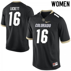 Women's Buffaloes #16 Tarik Luckett Black Alumni Jerseys 604053-196