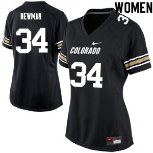 Women Colorado Buffaloes #34 Chase Newman Black Embroidery Jersey 484923-625