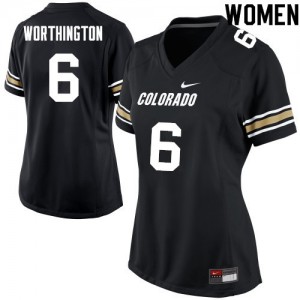 Womens Colorado #6 Evan Worthington Black University Jersey 174543-802