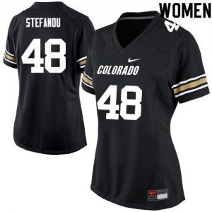 Women UC Colorado #48 James Stefanou Black Football Jerseys 307229-960