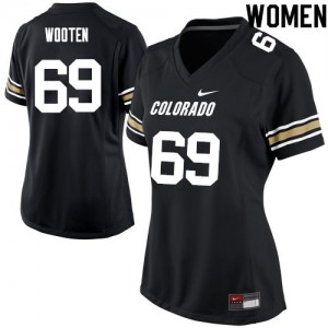 Women University of Colorado #69 John Wooten Black Football Jersey 570566-238