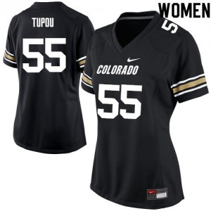 Women UC Colorado #55 Josh Tupou Black NCAA Jersey 841855-880