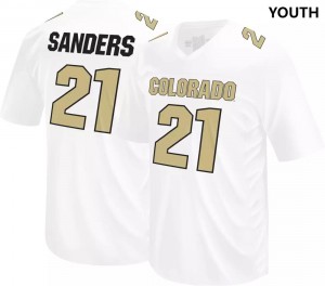 Youth Colorado Buffaloes #21 Shilo Sanders White Football Original Retro Brand Stitched Jerseys 380906-342
