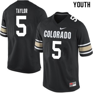 Youth University of Colorado #5 Davion Taylor Home Black College Jerseys 688428-486