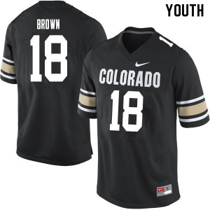 Youth Colorado Buffaloes #18 Tony Brown Home Black College Jerseys 640356-796