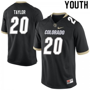 Youth Colorado Buffaloes #20 Davion Taylor Black University Jerseys 914258-686