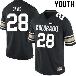 Youth UC Colorado #28 Joe Davis Home Black Football Jerseys 869576-785