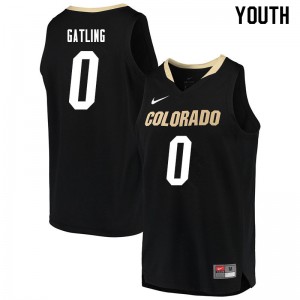 Youth UC Colorado #0 Shane Gatling Black University Jerseys 893163-744