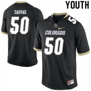 Youth Colorado Buffaloes #50 Va'atofu Sauvao Black High School Jersey 808649-982