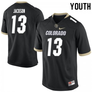 Youth University of Colorado #13 Justin Jackson Black Football Jerseys 351201-529