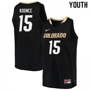 Youth University of Colorado #15 Owen Koonce Black Stitched Jersey 993556-658