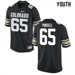 Youth University of Colorado #65 Colby Pursell Home Black Football Jerseys 779412-124