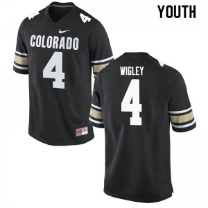 Youth Colorado Buffaloes #4 Dante Wigley Home Black High School Jerseys 428918-443