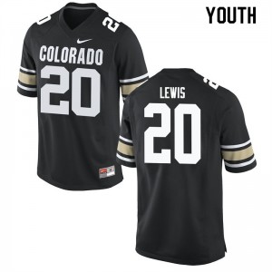Youth University of Colorado #20 Drew Lewis Home Black NCAA Jersey 262802-122