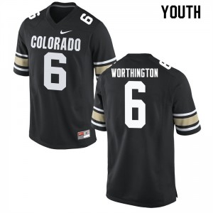 Youth University of Colorado #6 Evan Worthington Home Black Player Jersey 880380-686