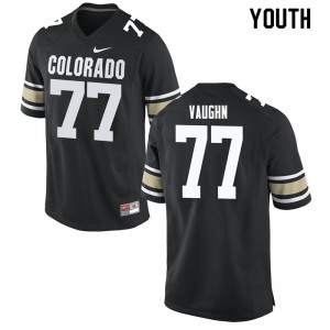 Youth University of Colorado #77 Hunter Vaughn Home Black Stitch Jerseys 532748-461