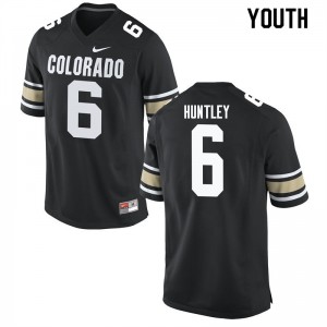 Youth University of Colorado #6 Johnny Huntley Home Black Football Jerseys 306133-960