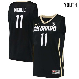 Youth Colorado #11 Lazar Nikolic Black Embroidery Jersey 395369-923