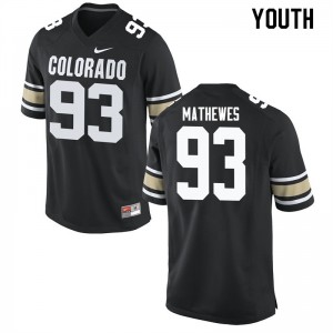 Youth Colorado #93 Michael Mathewes Home Black Embroidery Jersey 401468-509